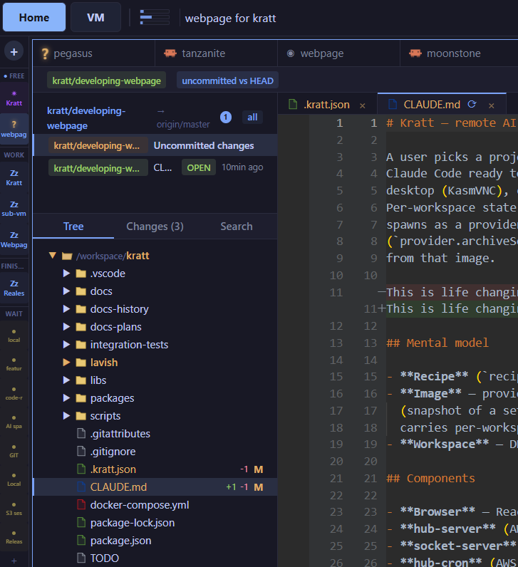 The in-browser diff review tool with file tree, passing checks, and an inline comment.